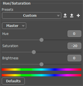 Adjustment Layer Settings Panel