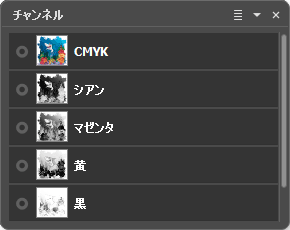 [チャンネル]パネル (CMYK用)