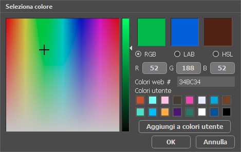 Finestra Seleziona colore