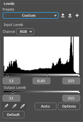 Levels Adjustment Layer