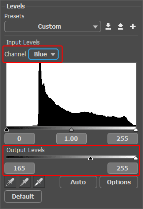 Livello di regolazione Istogramma