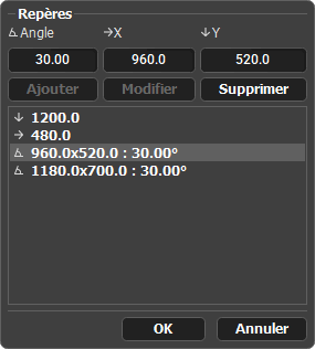 Liste des repère