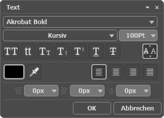 Parameter des Text-Werkzeuges