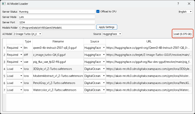 Загрузка моделей генерации